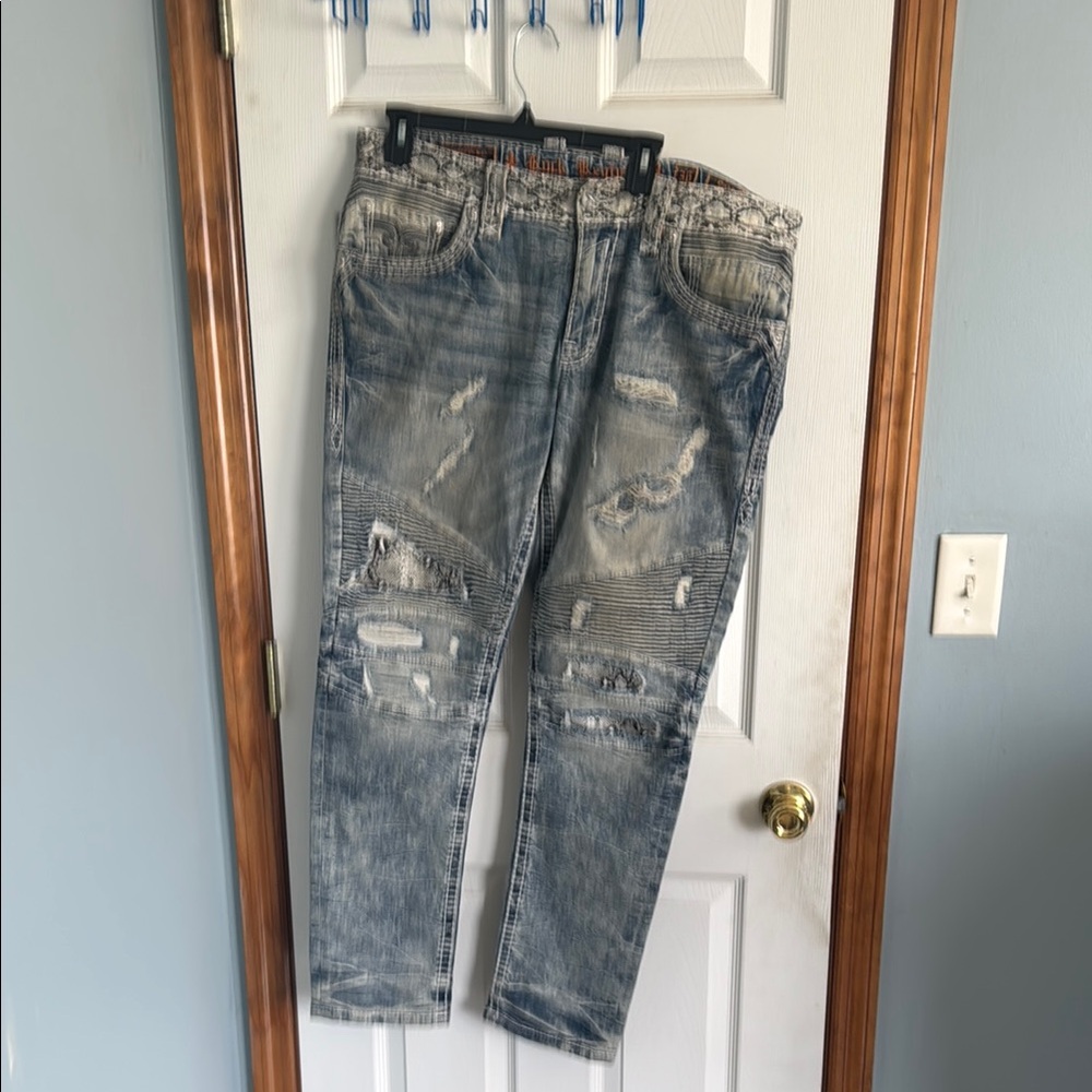 Rock Revival Blue Slim Distressed Jeans
